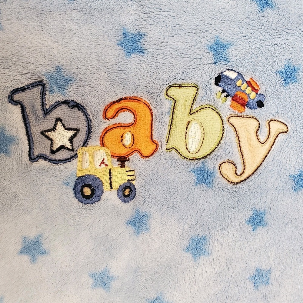 Parents Choice Plush Baby Blanket Lovey Blue‎ Stars Vehicles 30x39